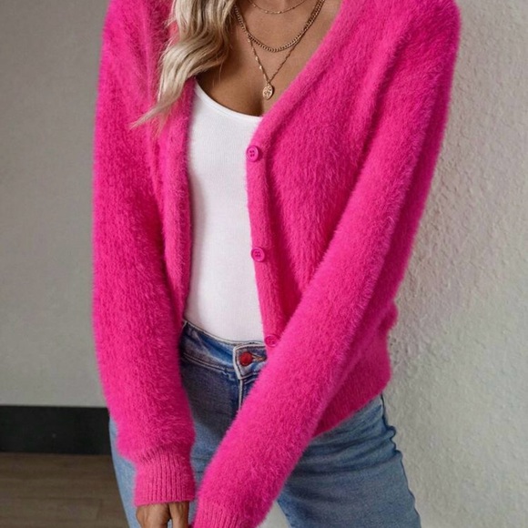 New  Pink button down  cardigan Sweater - Picture 3 of 7
